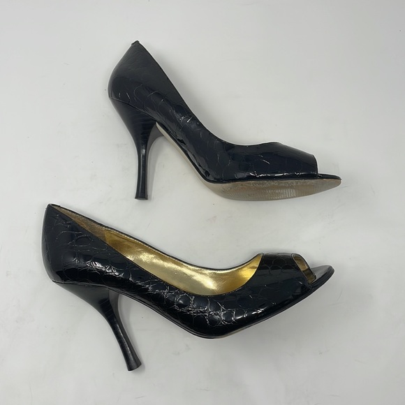 Enzo Angiolini Maylie Croc Embossed Patent Leather Peep Toe Stilettos🖤 - Picture 7 of 15